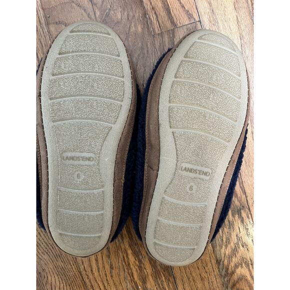 Lands' End Womens Sherpa Fleece Ballet House Slippers Radiant Navy - Size 6B - Picture 3 of 4